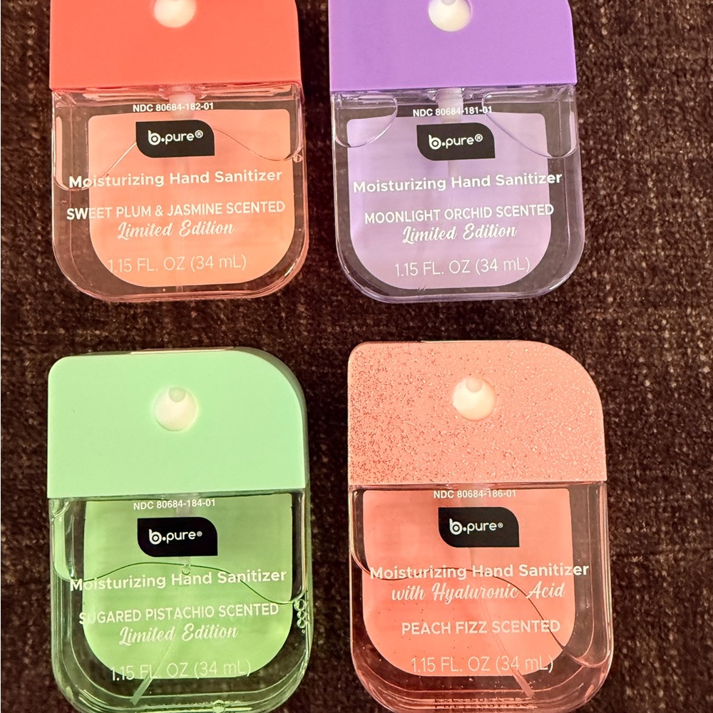 Moisturizing Hand Sanitizer Peach, Moonlight Orchid, Plum Jasmine, Pistachio New